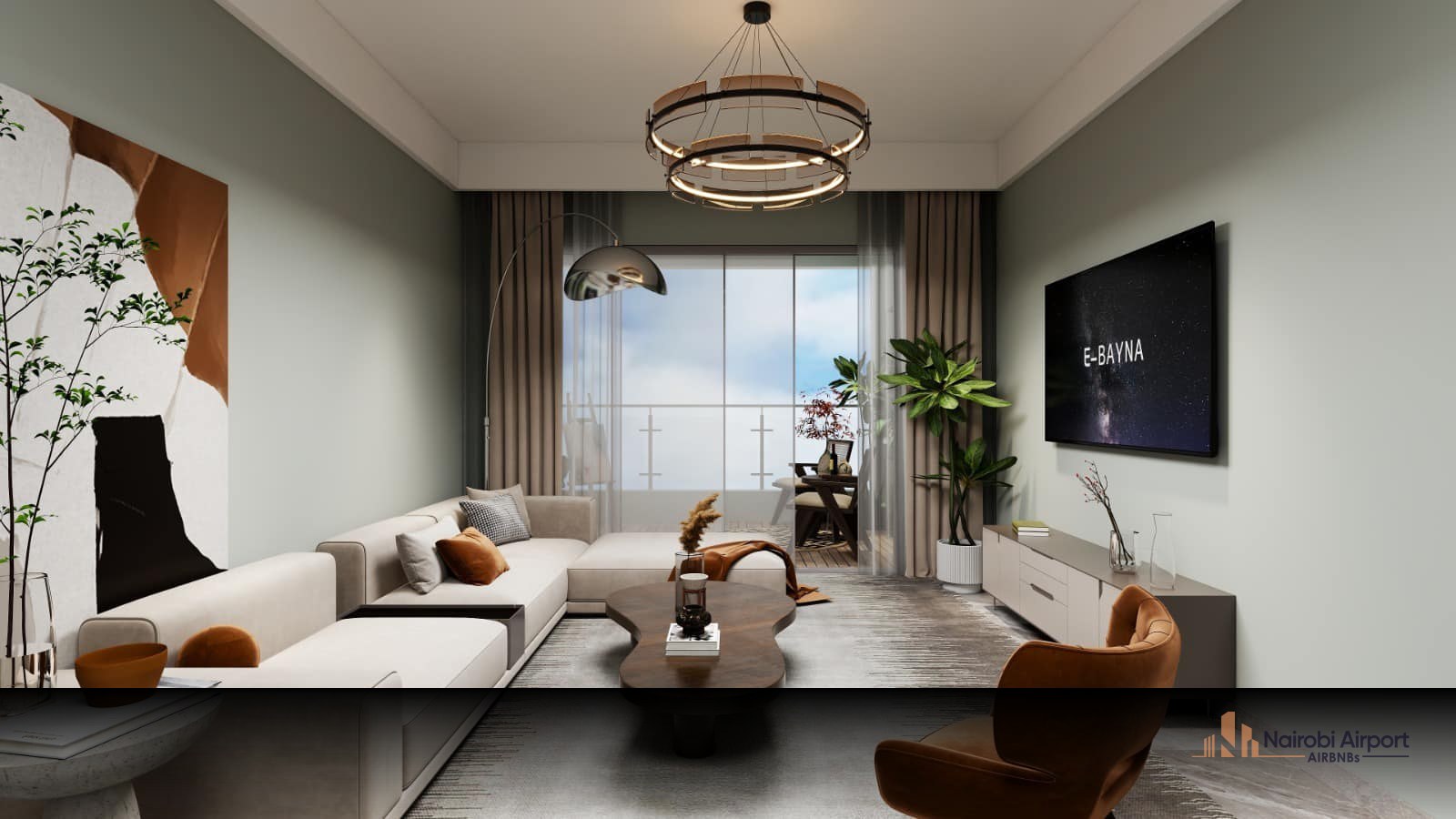 Elegant living room in Airbnb near JKIA airport Nairobi